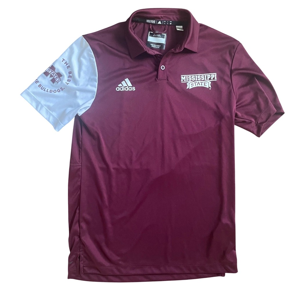 Adidas Mississippi State Bulldogs Mens Small Maroon White Performance Polo Shirt